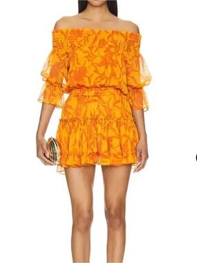 NWT Misa Los Angeles Off-Shoulder Darla ruffle Mini Dress Size- Medium